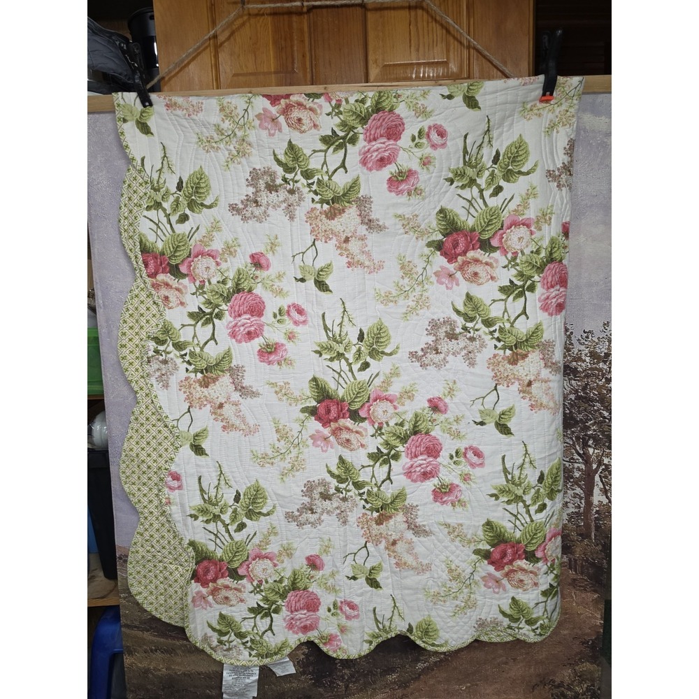 Waverly Emma's Garden Quilt Twin Size 1 Sham And Bed Skirt Shabby Chic 68x86